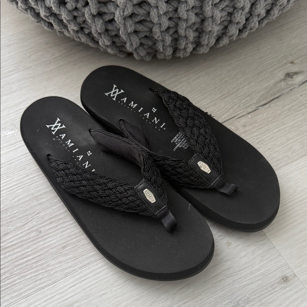 Amiani Black Women's Flip Flops Beach Shoes Size 9/27